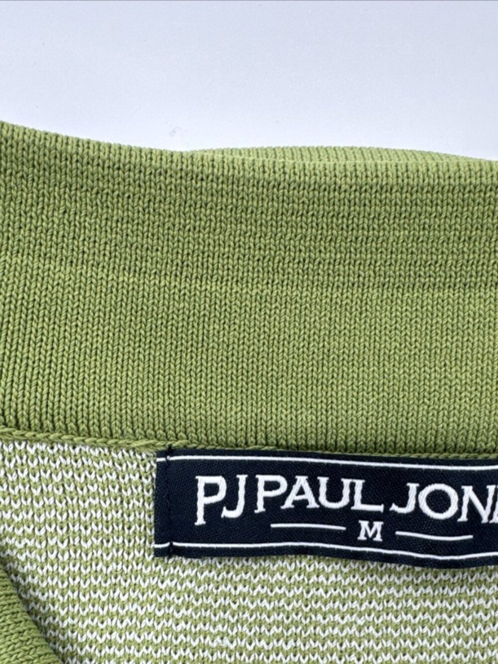 PJ Paul Jones Knit Polo Shirt Mens Medium Green Textured Retro 70s Style - Picture 4 of 11